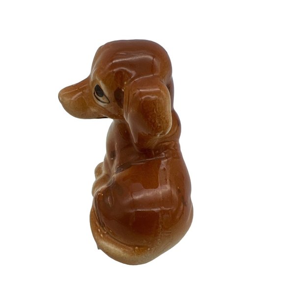 Dog Figurine Brown & White Ceramic 2.5" Tall x 3" Long Unmarked - Picture 4 of 5
